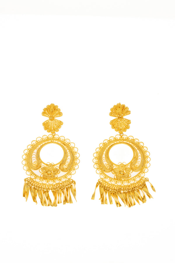 Gold Arabian Circle Drop Earrings